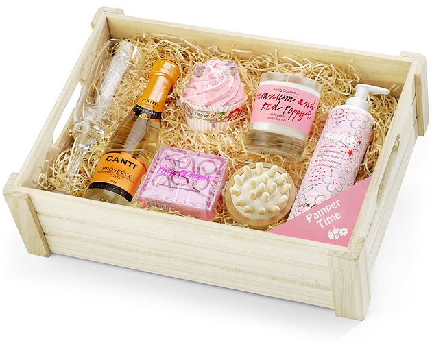Anniversary & Wedding Classic Pampering Set Gift Crate With Prosecco